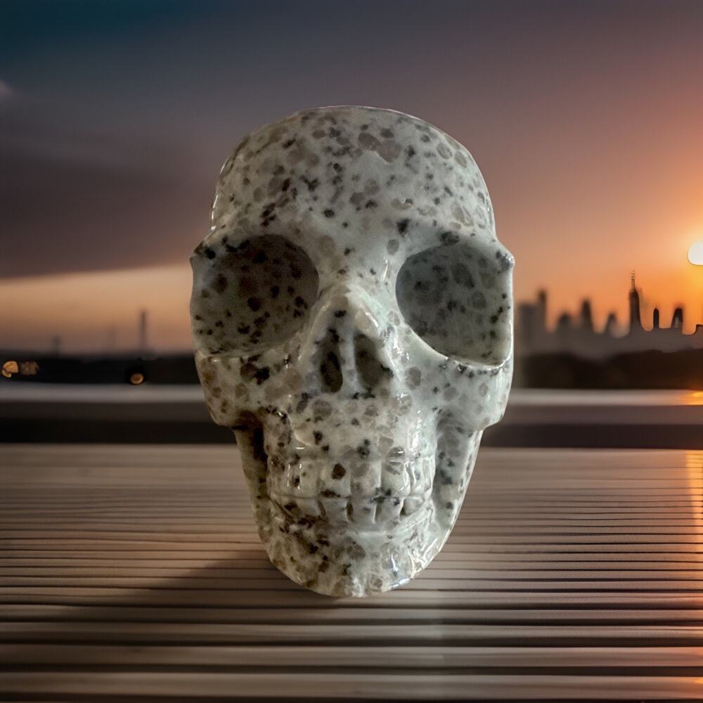 Large 5lb Kiwi Jasper Crystal Skull 4.5" Hand Carved Sesame Lotus Stone Figurine